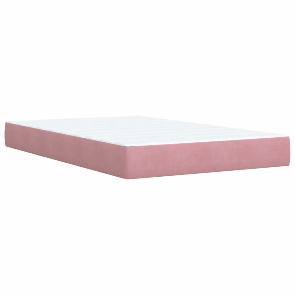 Cama box spring con colchón terciopelo rosa 120x190