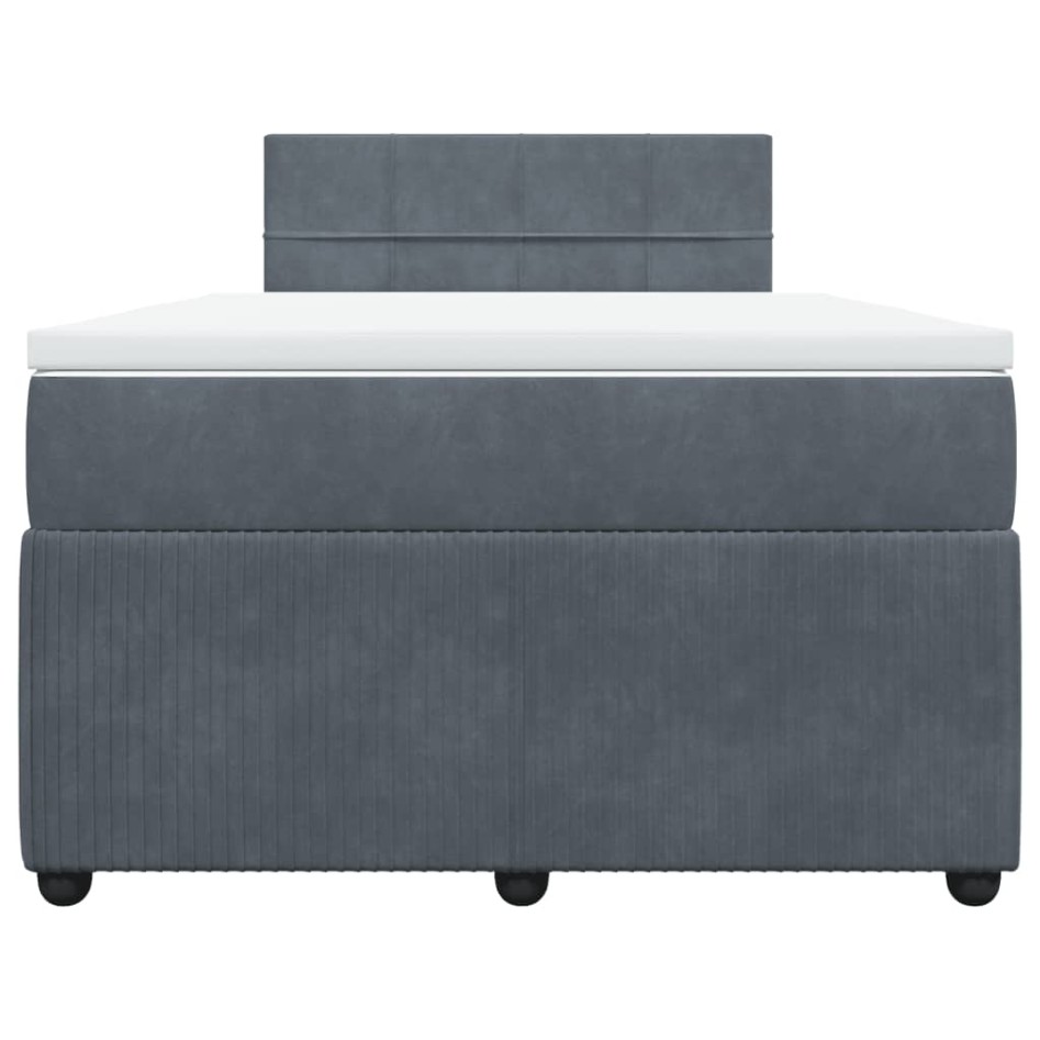 Cama box spring con colchón terciopelo gris oscuro 120x190