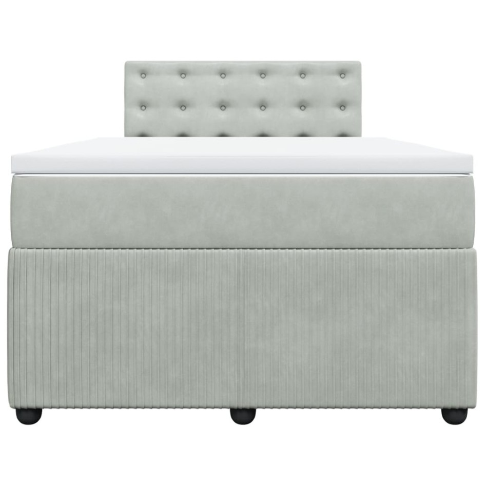Cama box spring con colchón terciopelo gris claro 120x190