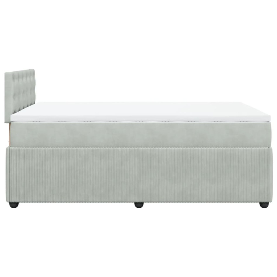 Cama box spring con colchón terciopelo gris claro 120x190
