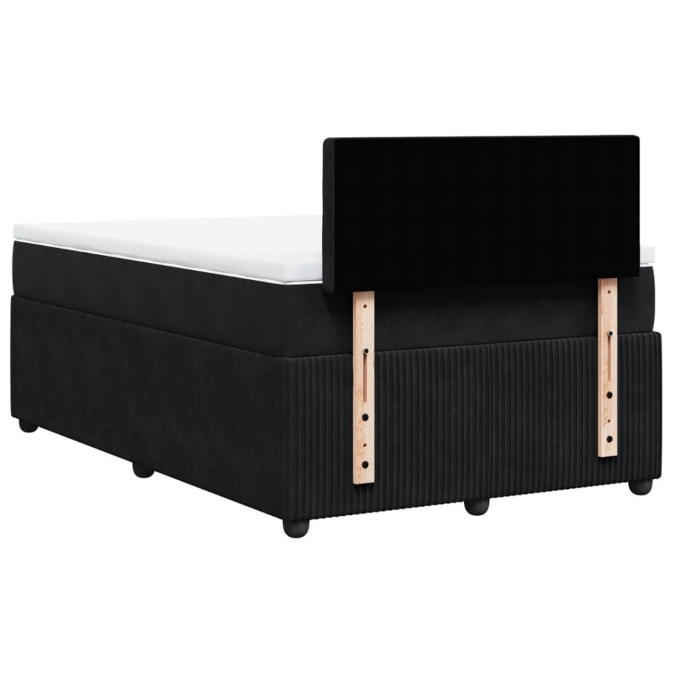 Cama box spring con colchón terciopelo negro 120x190