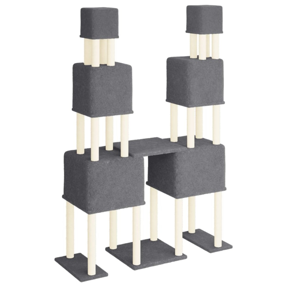 Rascador para gatos con postes de sisal gris oscuro 199