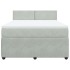 Cama box spring con colchón terciopelo gris claro 140x190