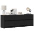 Mueble de TV con LED madera de ingeniería negro 140x34x50