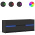 Mueble de TV con LED madera de ingeniería negro 140x34x50
