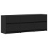 Mueble de TV con LED madera de ingeniería negro 140x34x50