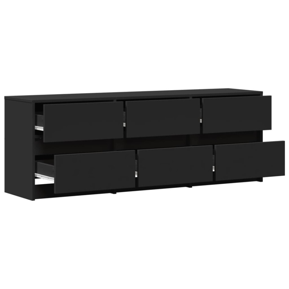 Mueble de TV con LED madera de ingeniería negro 140x34x50