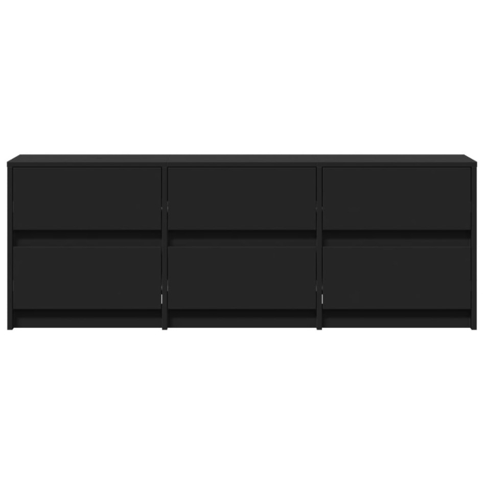 Mueble de TV con LED madera de ingeniería negro 140x34x50