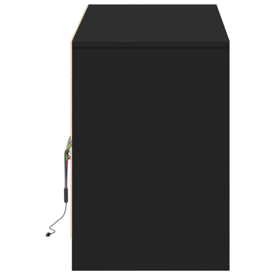 Mueble de TV con LED madera de ingeniería negro 140x34x50