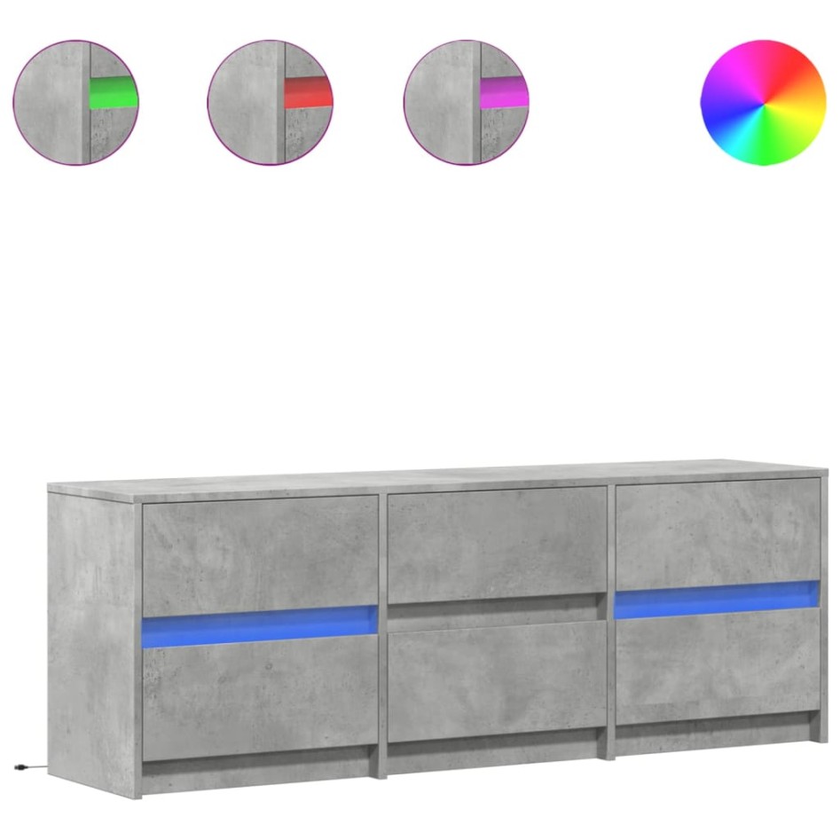 Mueble de TV LED madera ingeniería gris hormigón 140x34x50