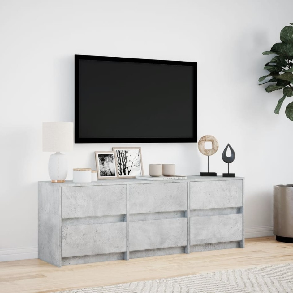 Mueble de TV LED madera ingeniería gris hormigón 140x34x50