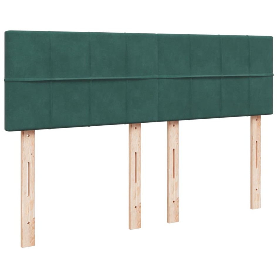 Cama box spring con colchón terciopelo verde oscuro 140x190