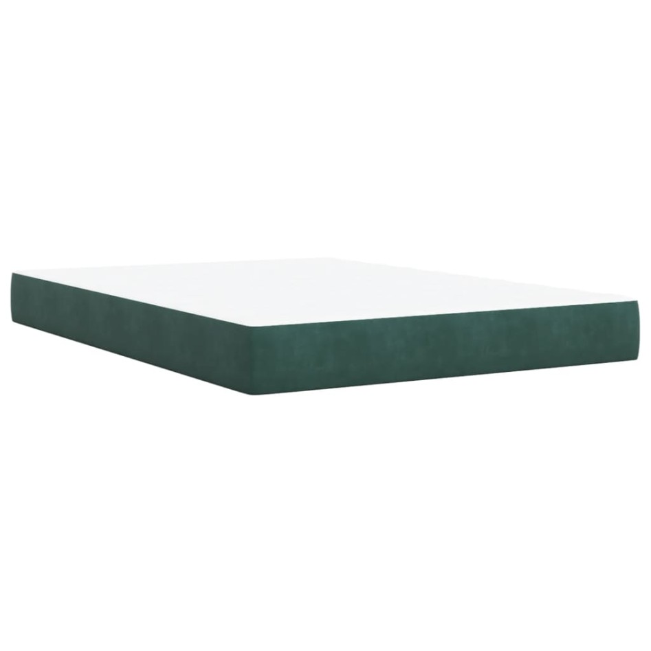 Cama box spring con colchón terciopelo verde oscuro 140x190