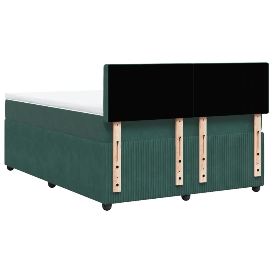 Cama box spring con colchón terciopelo verde oscuro 140x190