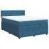 Cama box spring con colchón terciopelo azul 140x200