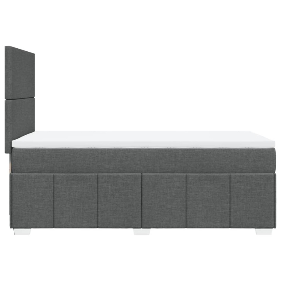 Cama box spring con colchón tela gris oscuro 90x190