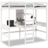 Cama alta escritorio y estantes madera maciza blanco 90x200