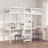 Cama alta escritorio y estantes madera maciza blanco 90x200