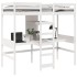 Cama alta escritorio y estantes madera maciza blanco 90x200