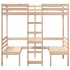 Cama alta con escritorio y asientos madera maciza 80x200