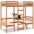 Cama alta escritorio y asientos madera maciza marrón 90x190