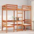 Cama alta escritorio y asientos madera maciza marrón 90x190