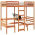 Cama alta escritorio y asientos madera maciza marrón 90x190