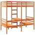 Cama alta escritorio y asientos madera maciza marrón 90x190