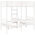 Cama alta escritorio y asientos madera maciza blanco 75x190