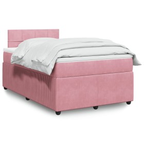 Cama box spring con colchón terciopelo rosa 120x190