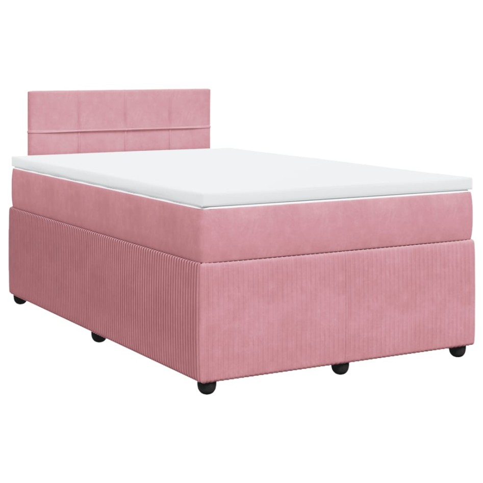 Cama box spring con colchón terciopelo rosa 120x190