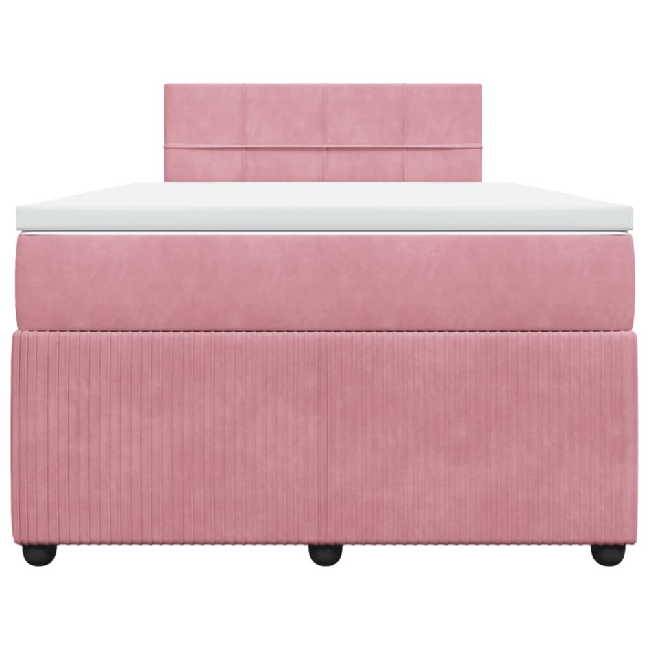 Cama box spring con colchón terciopelo rosa 120x190