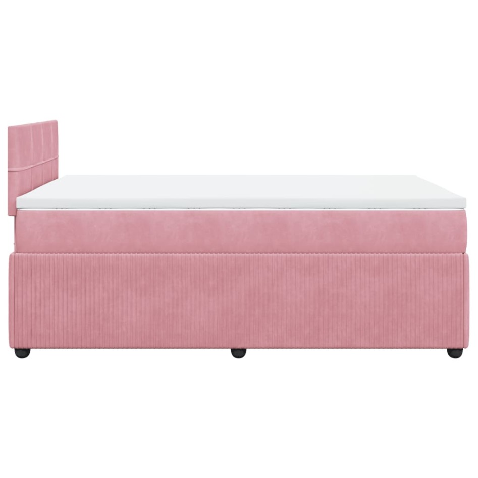 Cama box spring con colchón terciopelo rosa 120x190