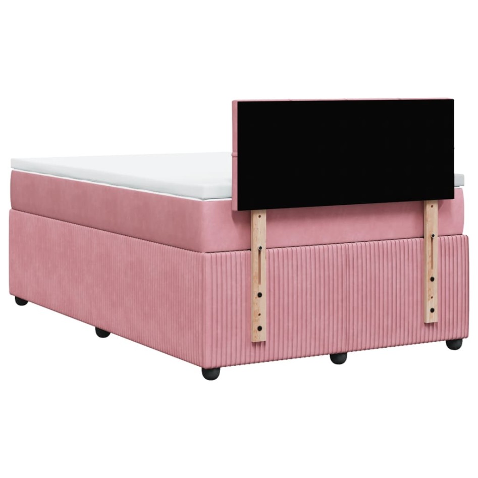 Cama box spring con colchón terciopelo rosa 120x190