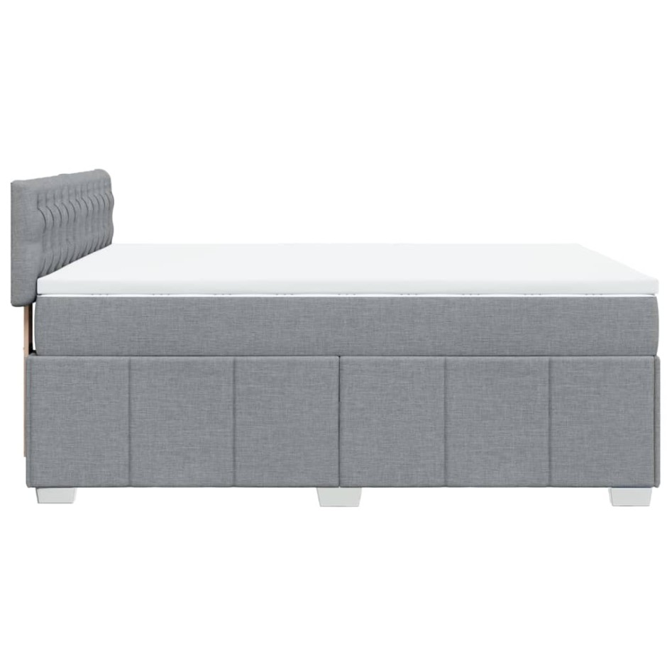 Cama box spring con colchón tela gris claro 140x200