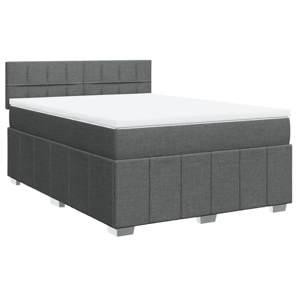 Cama box spring con colchón tela gris oscuro 160x200