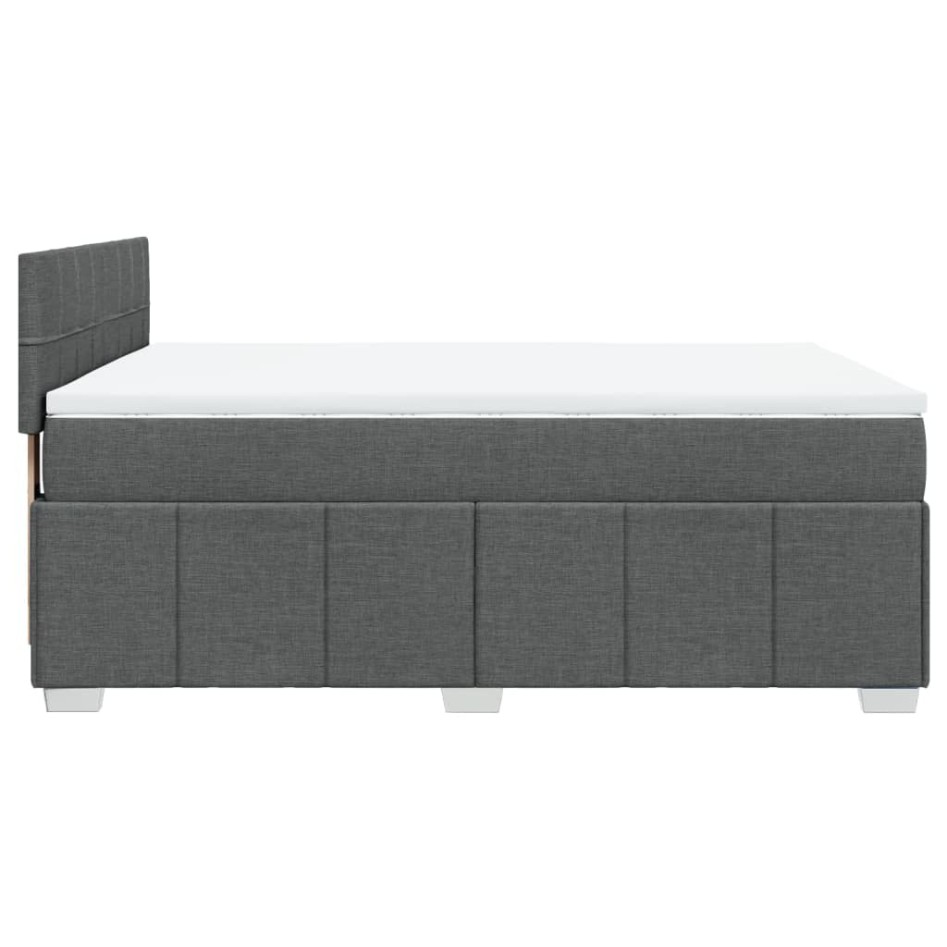 Cama box spring con colchón tela gris oscuro 160x200