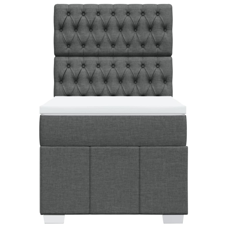 Cama box spring con colchón tela gris oscuro 80x200