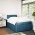 Cama box spring con colchón terciopelo azul 120x190