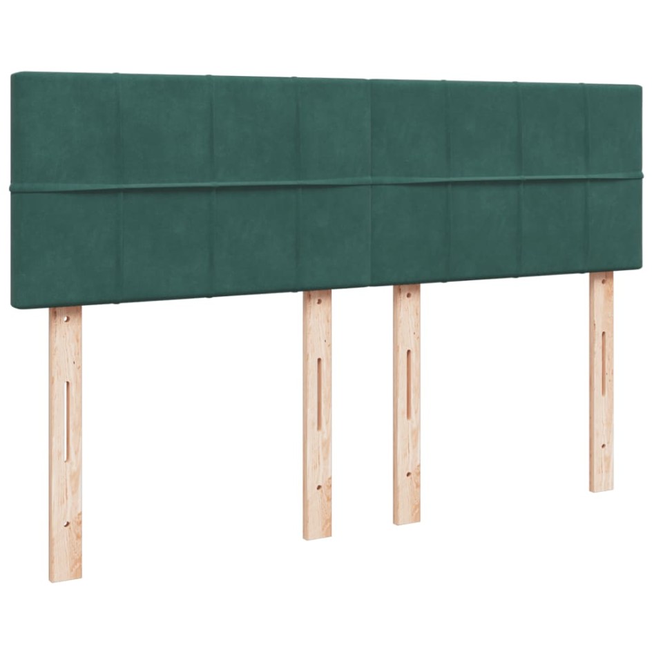Cama box spring con colchón terciopelo verde oscuro 140x200