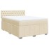 Cama box spring con colchón tela color crema 140x200
