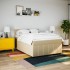 Cama box spring con colchón tela color crema 160x200