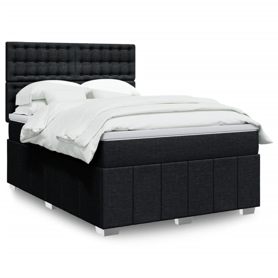 Cama box spring con colchón tela negro 140x190