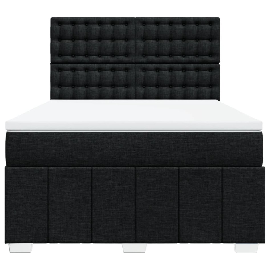 Cama box spring con colchón tela negro 140x190