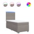 Cama box spring con colchón tela gris taupe 100x200