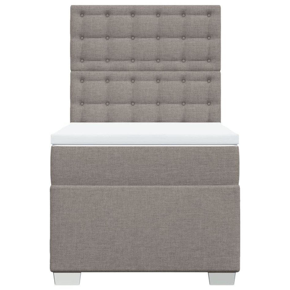 Cama box spring con colchón tela gris taupe 100x200