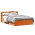 Estructura cama con cabecero madera pino marrón cera 135x190