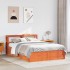Estructura cama con cabecero madera pino marrón cera 135x190