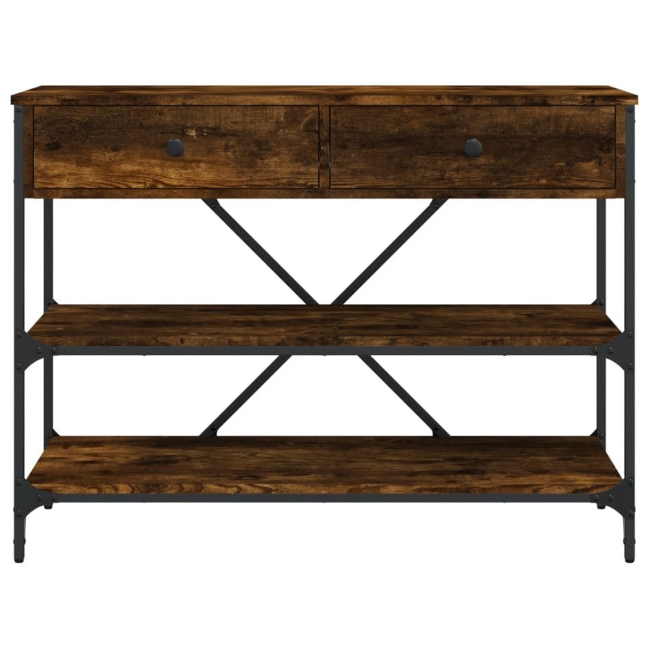 Mesa consola cajones estantes madera ingeniería roble