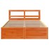 Estructura cama con cabecero madera pino marrón cera 135x190